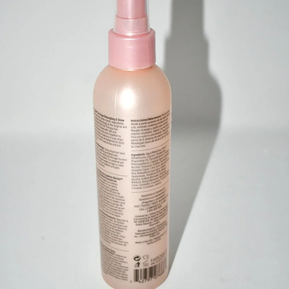 BioSilk for Dogs Silk Therapy Detangling & Shine Spray – Jasmine & Honey Scent,
